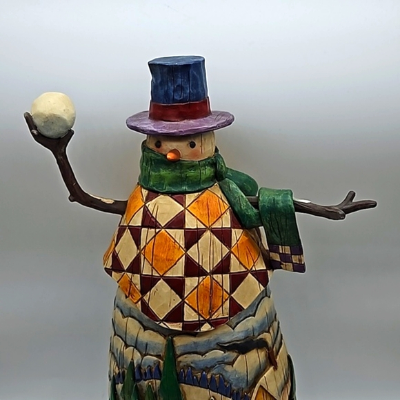 JIM SHORE "Winter's Mischief" Snowman w/snowball figurine - Picture 2 of 14